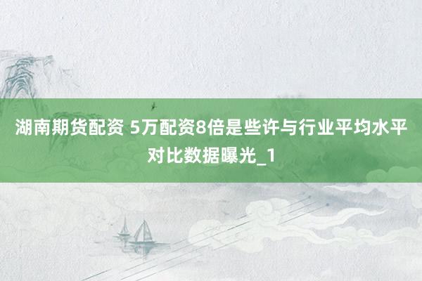 湖南期货配资 5万配资8倍是些许与行业平均水平对比数据曝光_1